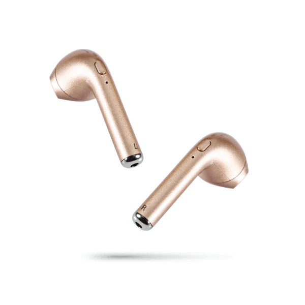 i7s TWS Wireless Bluetooth Twin Earbuds Earphones + Charger for iPhone or Samsung | Gold - Image 3